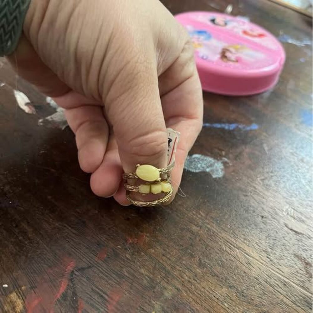 Gold-Toned Stackable Ring Set with Yellow Stones